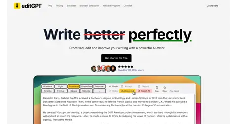 editGPT homepage screenshot