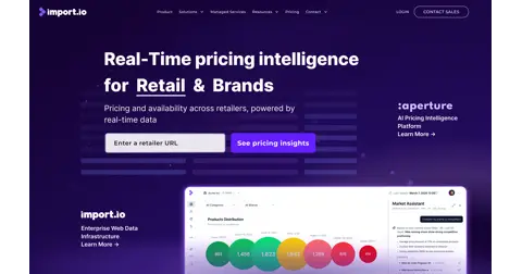 Import.io homepage screenshot