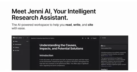 Jenni AI homepage screenshot