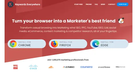 Keywords Everywhere homepage screenshot