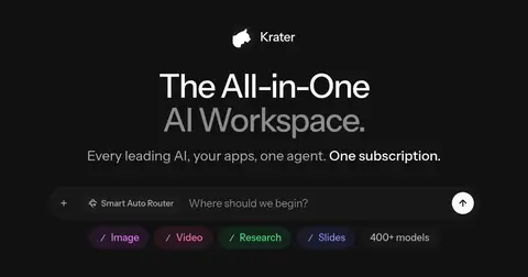 Krater homepage screenshot