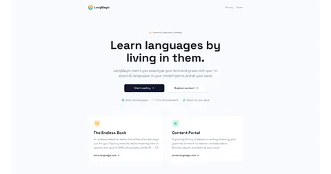 LangMagic homepage screenshot