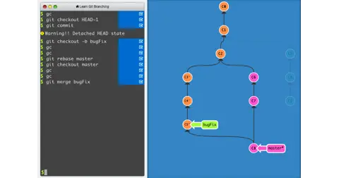 Learn Git Branching official site preview