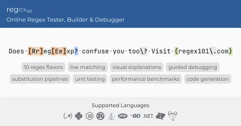 regex101 homepage screenshot
