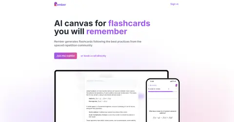 Rember homepage screenshot