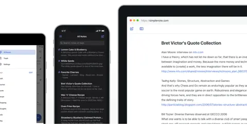 Simplenote homepage screenshot